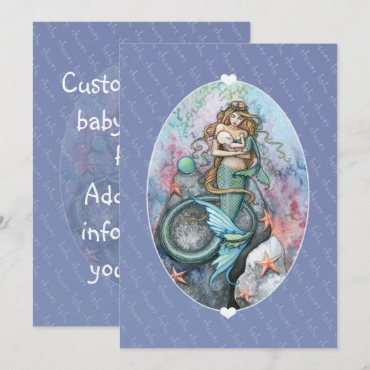 Baby shower nodigt zeemeermin en Baby uit Kaart (Voorkant / Achterkant)