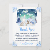 Baby shower noordpooldieren bedankkaart (Voorkant)