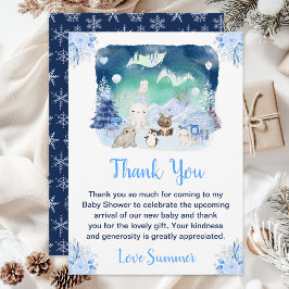 Baby shower noordpooldieren bedankkaart