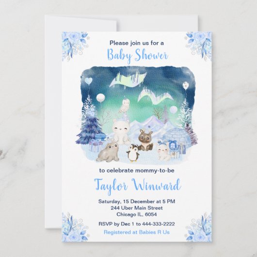 Baby shower noordpooldieren kaart (Voorkant)
