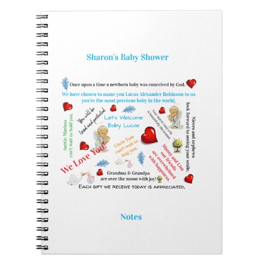 Baby Shower Notities Spiraal Notebook Notitieboek (Voorkant)