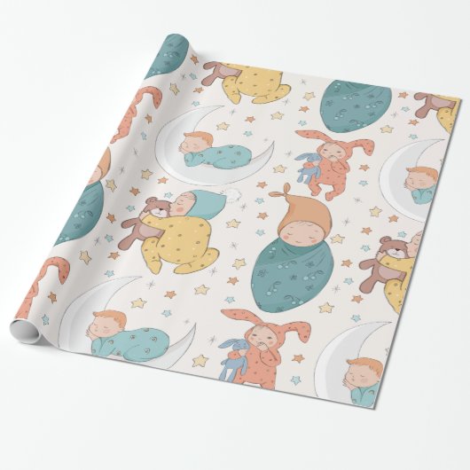 Baby shower Nursery Wrapping Paper Cadeaupapier (Uitgerold)