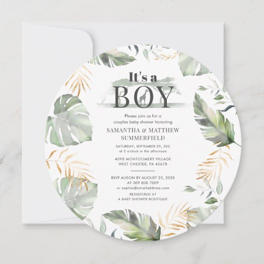 Baby shower Oerwoud Dierlijk Botanisch Modern Kaart (Voorkant)