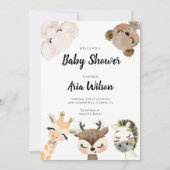 baby shower Oerwoud Safari Animals Invitation, BA1 Aankondiging (Voorkant)