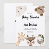 baby shower Oerwoud Safari Animals Invitation, BA1 Kaart (Voorkant / Achterkant)