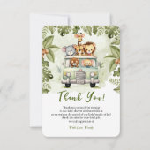 Baby shower Oerwoud Safari Dieren in Auto Bedankkaart (Voorkant)