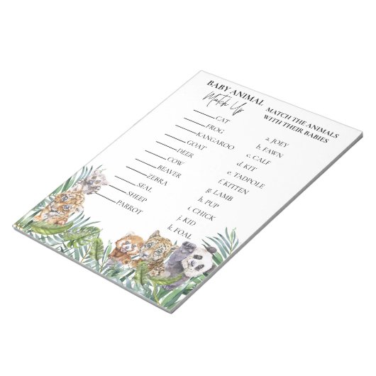 Baby shower Oerwoud Tropische match-up game Notitieblok (Schuin)