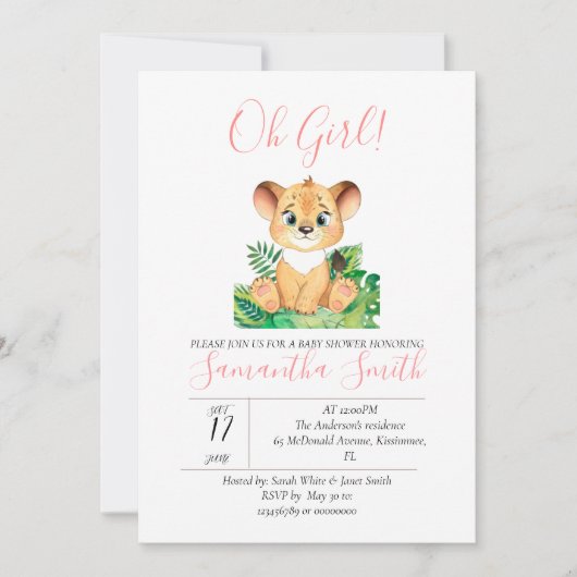 Baby shower Oerwoud Waterverf Kaart (Voorkant)