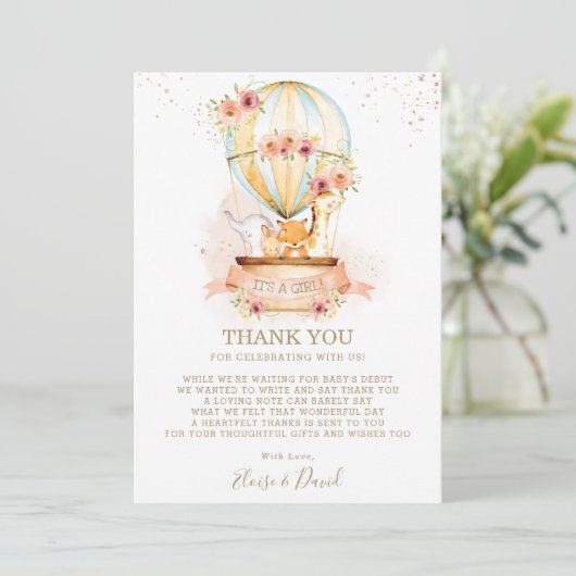 Baby shower Oerwouden  Bedankkaart (Staand voorkant)