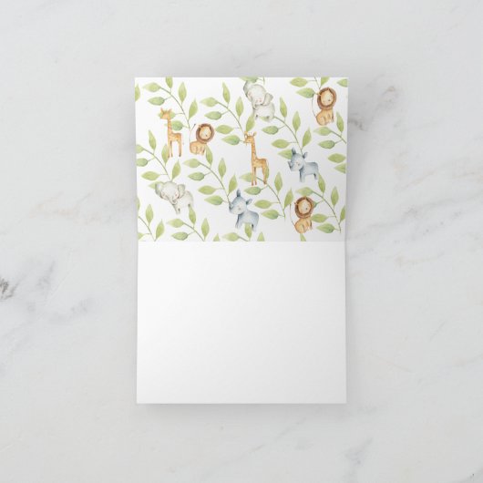 Baby shower oerwouden bedankkaart (Binnen)