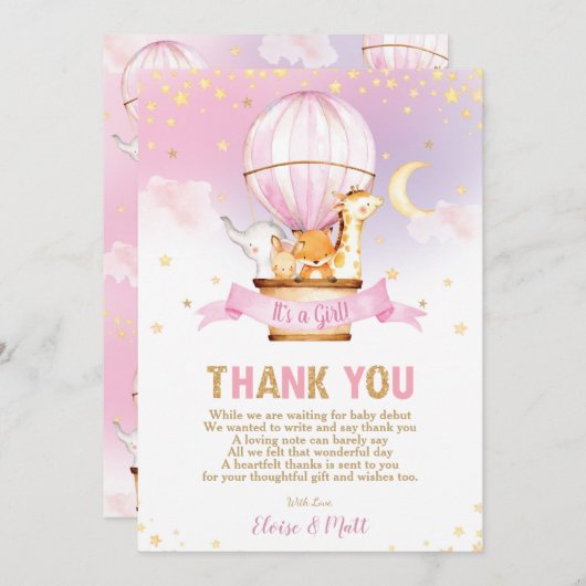 Baby shower Oerwouden  Bedankkaart (Voorkant / Achterkant)