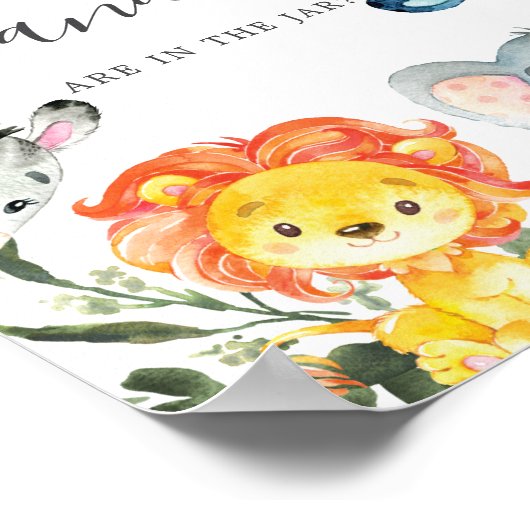 Baby shower oerwouden dieren raad hoeveel Snoepjes Poster (Hoek)