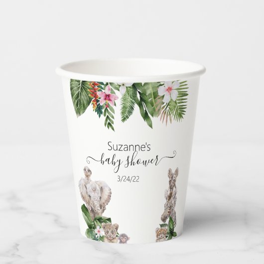 Baby shower oerwouden Safari tropisch Papieren Bekers (Voorkant)