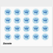 Baby shower of Aankondiging Blauwe Kroon A04 Ronde Sticker (Vel)