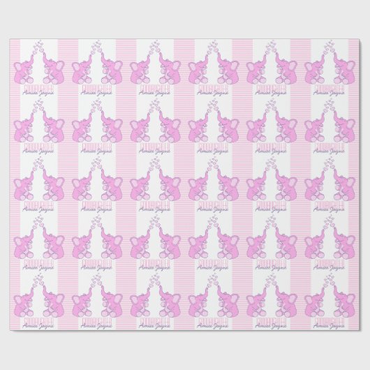 Baby shower of geboorte goddochter roze omrap cadeaupapier (Vlak)