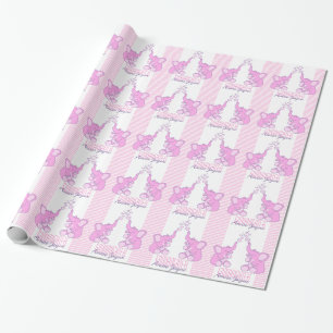 Baby shower of geboorte goddochter roze omrap cadeaupapier
