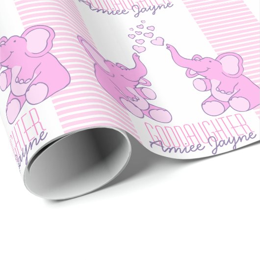 Baby shower of geboorte goddochter roze omrap cadeaupapier (Rol Hoek)