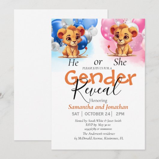 baby shower of geslacht onthullen aankondiging (Voorkant / Achterkant)