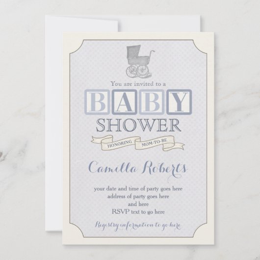  baby shower of sprinkhaanuitnodigingen, jongen kaart (Voorkant)