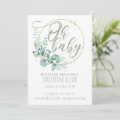 BABY SHOWER, OH BABY, EUCALYPTUS INVITE (Staand voorkant)