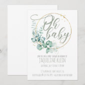 BABY SHOWER, OH BABY, EUCALYPTUS INVITE (Voorkant / Achterkant)