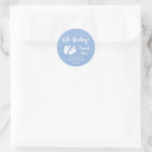 Baby shower Oh Baby Feet Blauw Dank u Ronde Sticker (Tas)