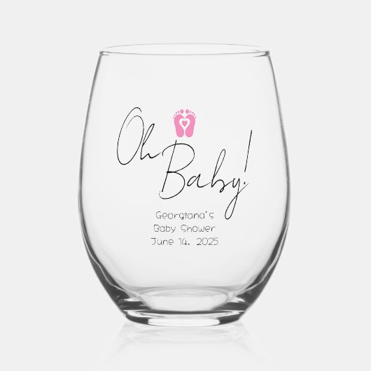 Baby shower Oh Baby Feet Wijnglas Zonder Voet (Voorkant)