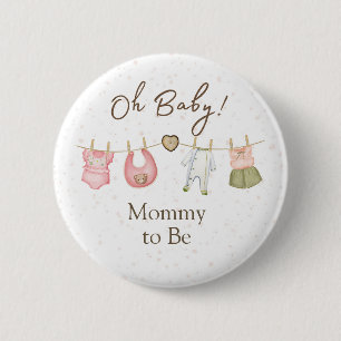 Baby Shower Oh Baby! Knopen Waslijn Ronde Button 5,7 Cm