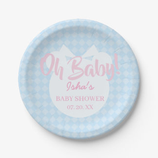 Baby Shower Oh Baby Lichtblauwe Beer Papieren Bord
