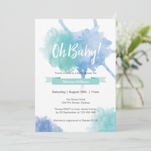 Baby shower Oh baby splash uitnodiging (Staand voorkant)