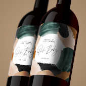 Baby shower Oh baby terracotta abstract geschilder Wijn Etiket