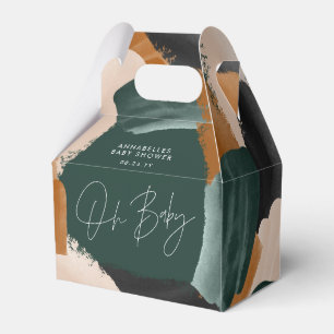 Baby shower Oh baby terracotta groen abstract Bedankdoosjes