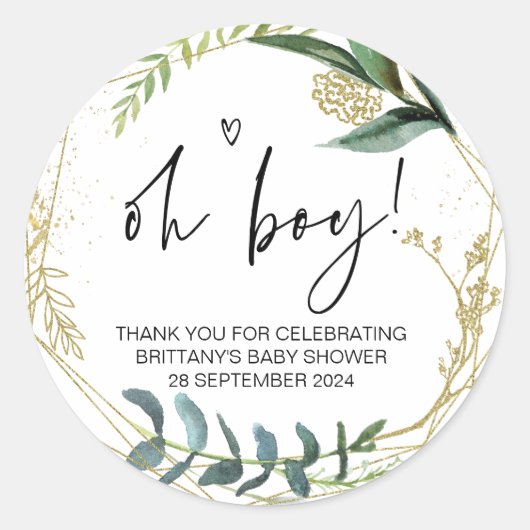 Baby shower Oh Boy Mam Om Feestgunst Te Zijn Ronde Sticker (Voorkant)