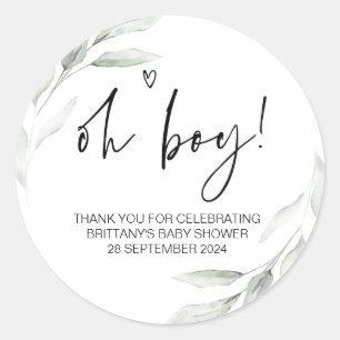 Baby shower Oh Boy Mam Om Feestgunst Te Zijn Ronde Sticker