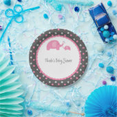 Baby shower Olephants Roze grijs en wit Papieren Bordje (Feest)