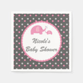Baby shower Olephants Roze grijs en wit Servetten (Voorkant)