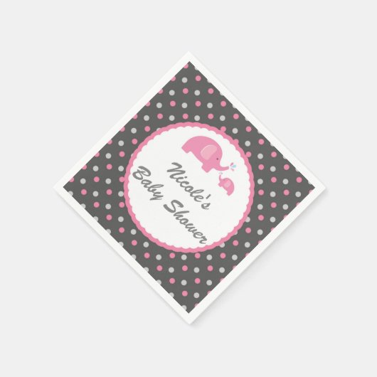 Baby shower Olephants Roze grijs en wit Servetten (Hoek)