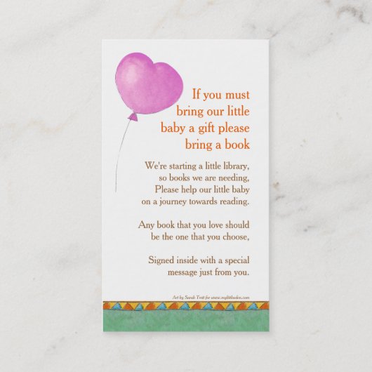 Baby shower olifant art boek cadeaubonnen visitekaartje (Achterkant)