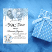 Baby shower olifant blauw ballon luxe kaart