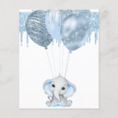 Baby shower olifant blauw budget uitnodiging flyer (Achterkant)