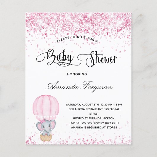 Baby shower olifant blauw roze wit (Voorkant)