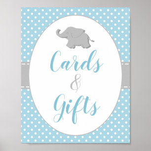 Baby Shower Olifant Blauwe Kaarten & Cadeaus Bord Poster