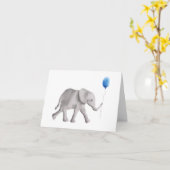 Baby shower olifant dank u kaarten, blauw kaart (Gele Bloem)
