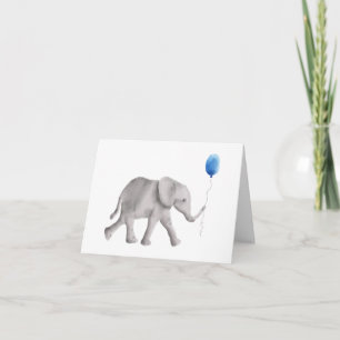 Baby shower olifant dank u kaarten, blauw kaart