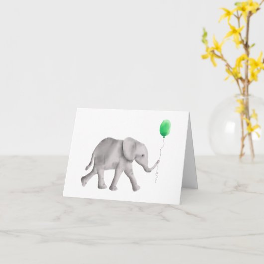 Baby shower olifant dank u kaarten, groen kaart (Gele Bloem)