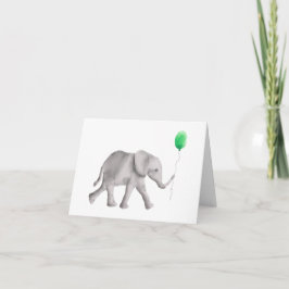 Baby shower olifant dank u kaarten, groen kaart