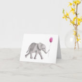 Baby shower olifant dank u kaarten, roze kaart (Gele Bloem)