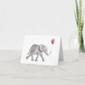 Baby shower olifant dank u kaarten, roze kaart (Voorkant)