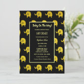 Baby shower Olifant Dier Goud Glitter Zwart Kaart (Staand voorkant)