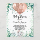 Baby shower olifant eucalyptus budget uitnodiging flyer (Voorkant)